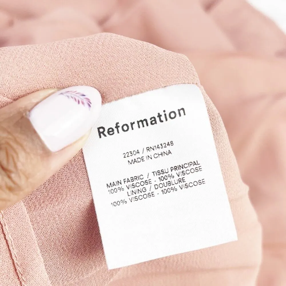 Reformation Women's Indrid Side Slit Fitted bodice Dress in Praline Pink Size 10 - Image 6