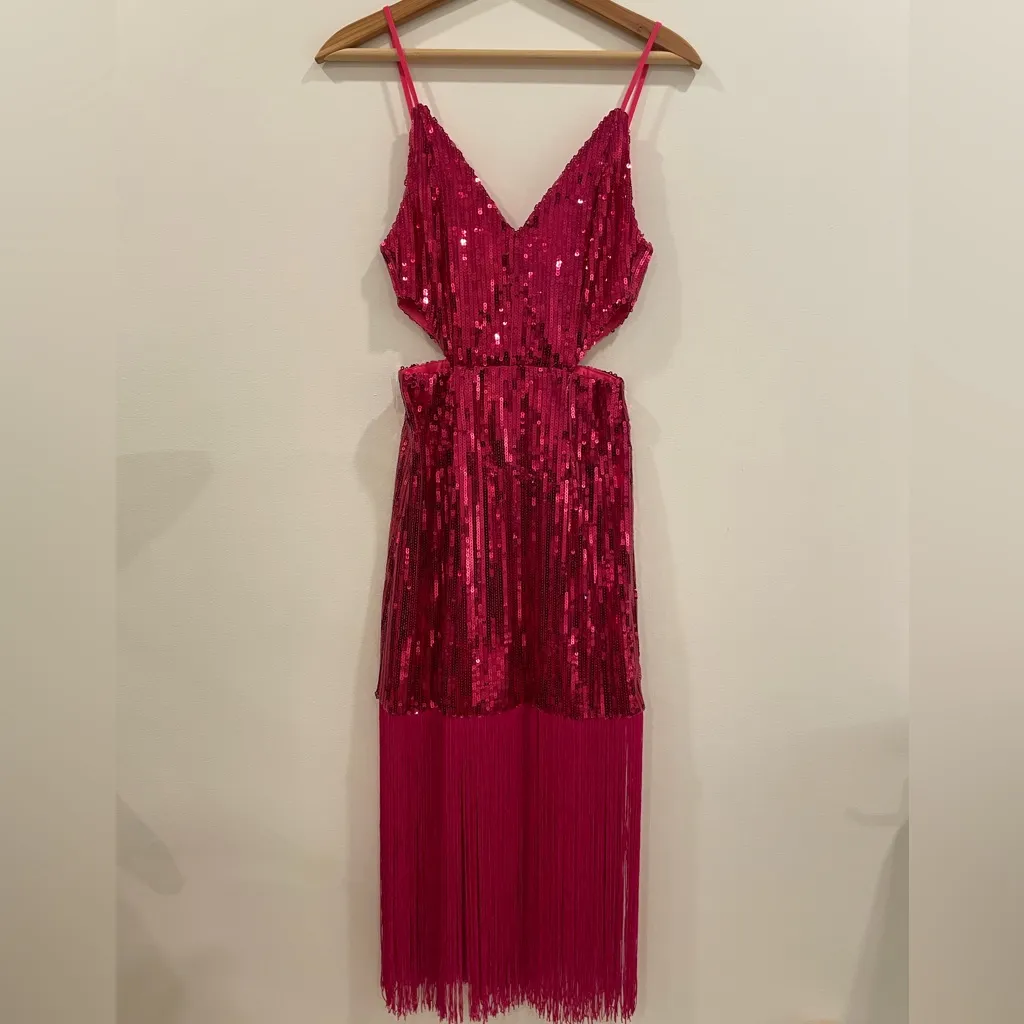 NWT Sequin Pink Fringe Cut - Image 4