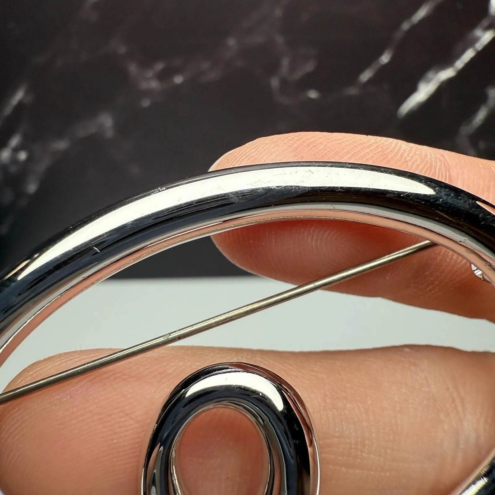 Monet Silver Swirl Silver Tone Brooch Pin Signed Vintage - Image 4