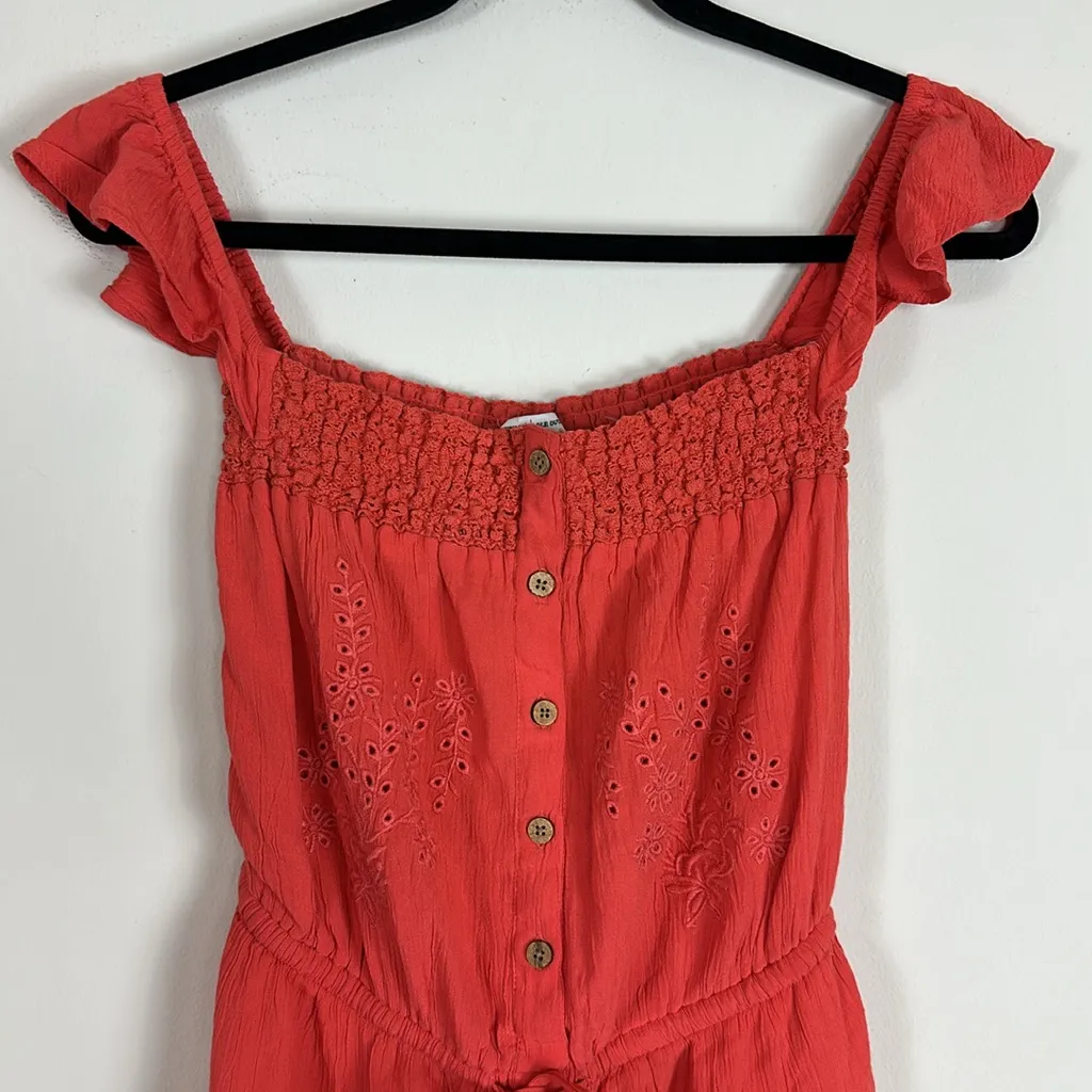 NWT American Eagle Red Off-Shoulder‎ Button-Up Romper - Image 3