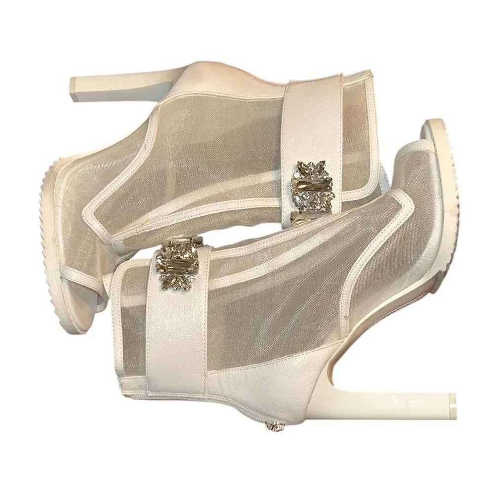 Karl Lagerfeld White Open Toe Ankle Booties(Size 7M ) - Image 3