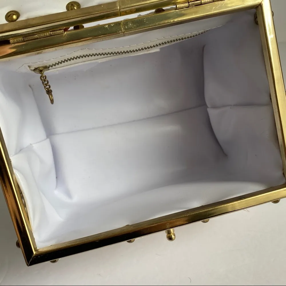 Vintage Woven Box Bag 50s 60s Trunk Straw Purse White Cottagecore Walborg Japan - Image 9