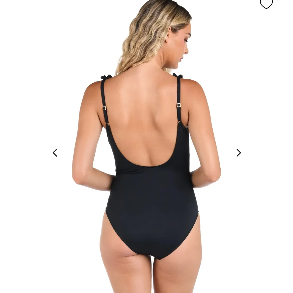 La Blanca - Island Goddess Ruffle V-Plunge One Piece - Black - Image 3