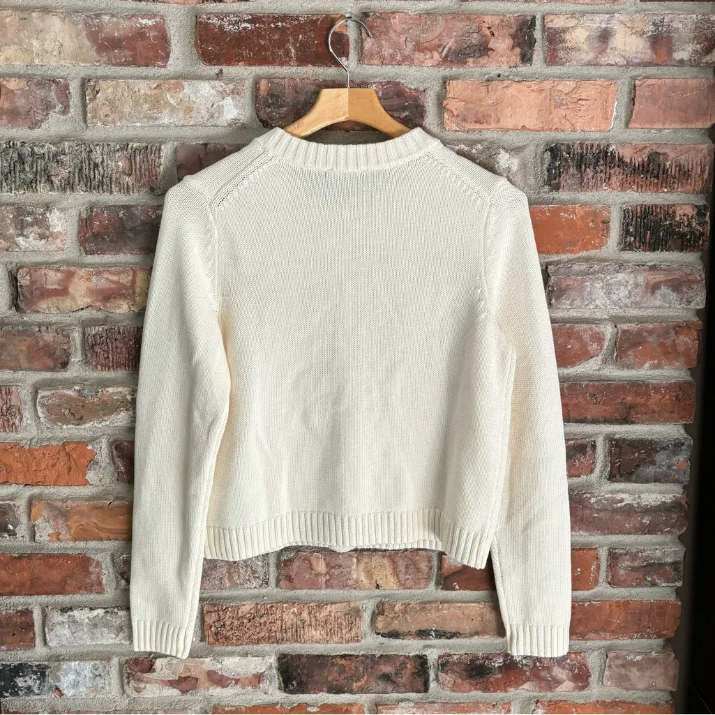 Gap White Cotton Button Front Crew Boxy Cardigan Sweater, S - Image 5
