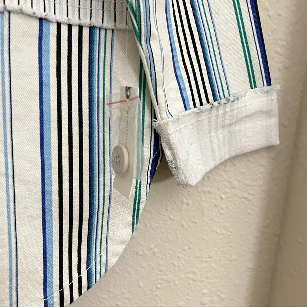 Anthropologie Maeve Striped Button Down Shacket Shirt Jacket NEW Size Medium - Image 9