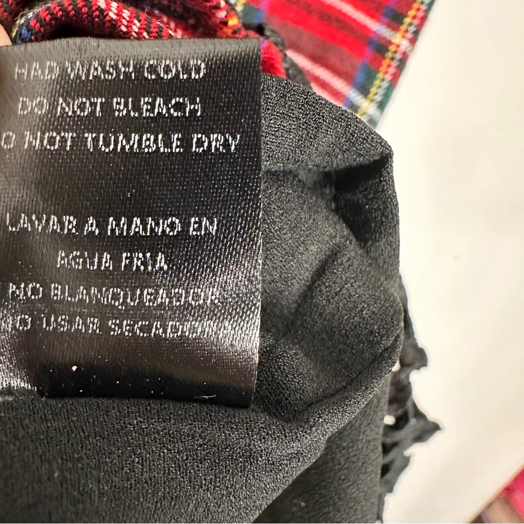 Endless Rose Red Plaid Pencil Skirt Crochet Appliqué Size Medium Preppy Corpcore - Image 7