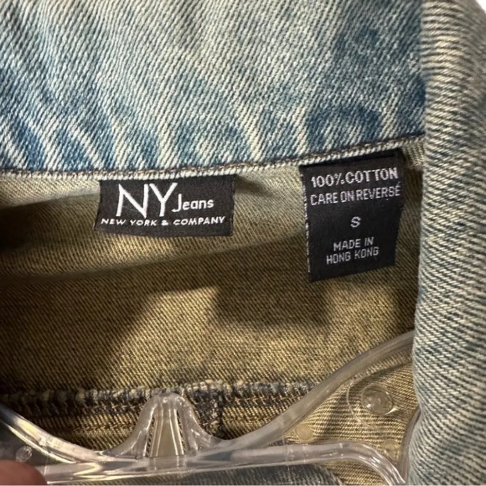 NY & CO Denim Jean Jacket Button Down size Small Blue - Image 5