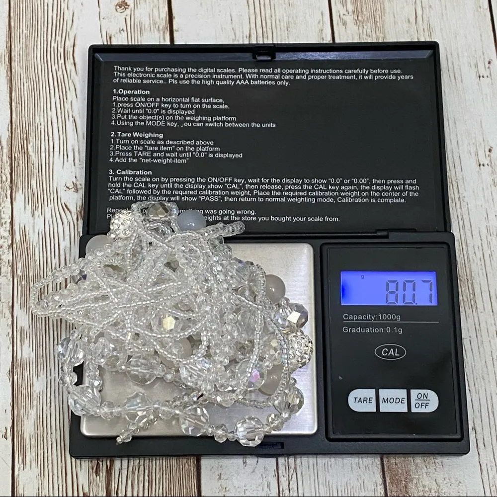 Clear Faceted Glass Crystal Bead Tassel Necklace - Image 10