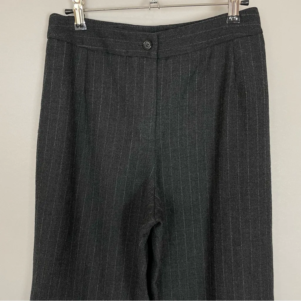 Vintage Harvé Benard Wool Slacks Women 6 Petite Gray Wide Straight Leg‎ Pants - Image 3