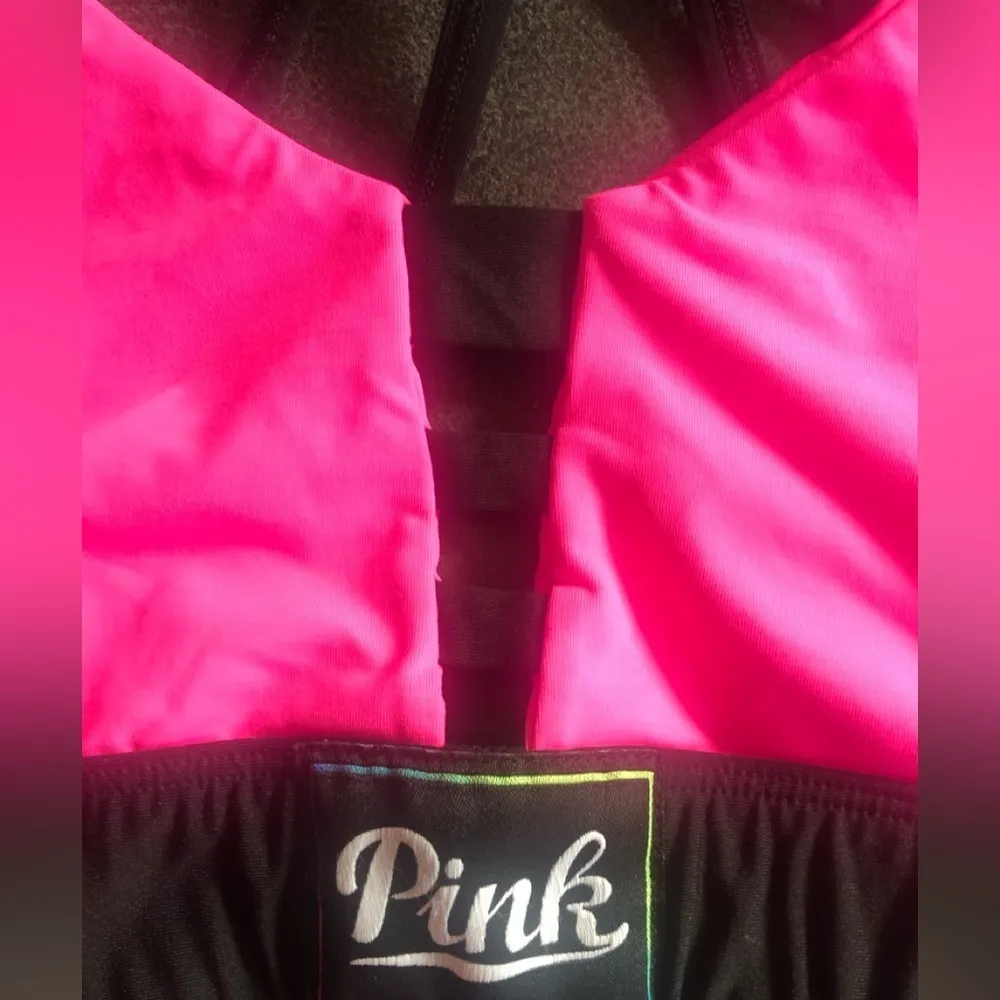 Pink Victoria’s Secret Ultimate Unlined Sports Bra M Hot Pink/Black Cage Back - Image 3