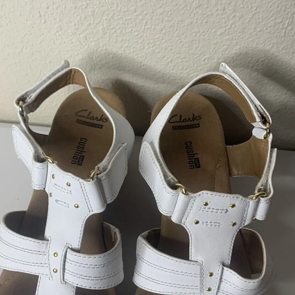 Collection Soft Cushion Women’s Sz 9 White Double Hook Loop Cork Wedges - Image 5