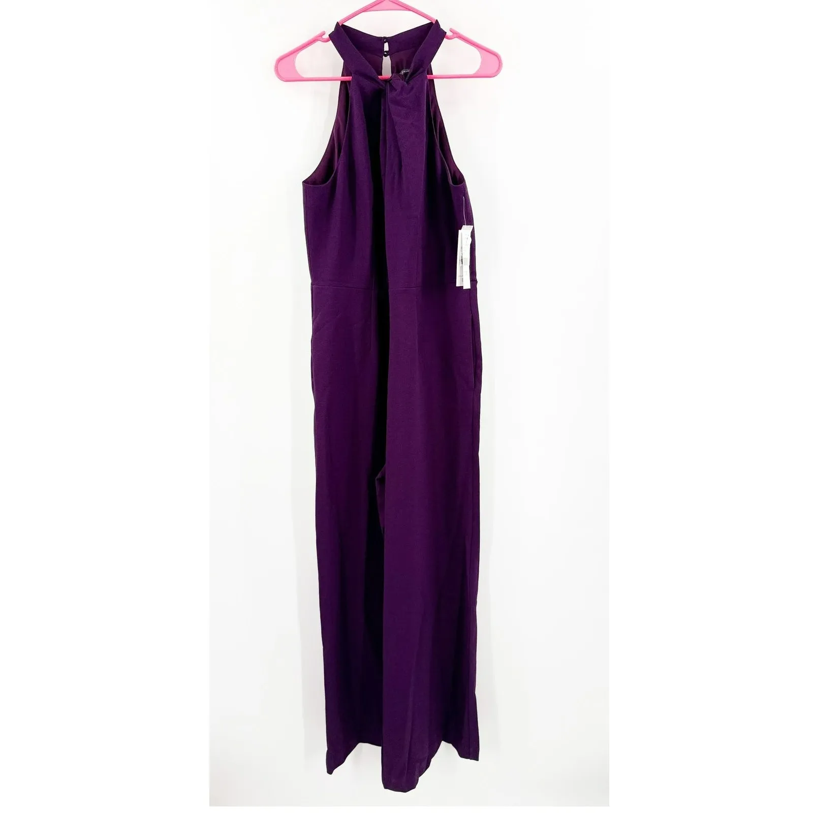 JULIA JORDAN Jumpsuit Size 10 NWT Plum Sleeveless Wide Leg Cocktail Halter Neck - Image 16