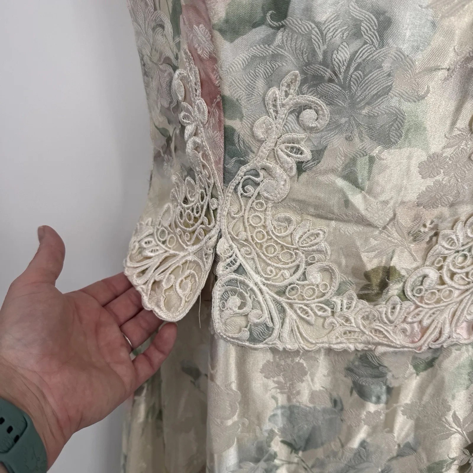 Vintage 80s Scott McClintock Dress Womens 8 White Floral - Image 5