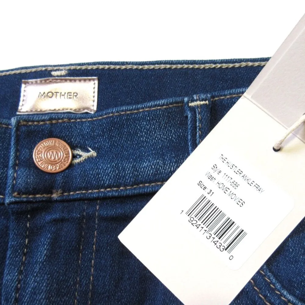 NWT Mother Hustler Ankle Fray in Home Movies High Rise Boot Crop Jeans 31 Blue - Image 4
