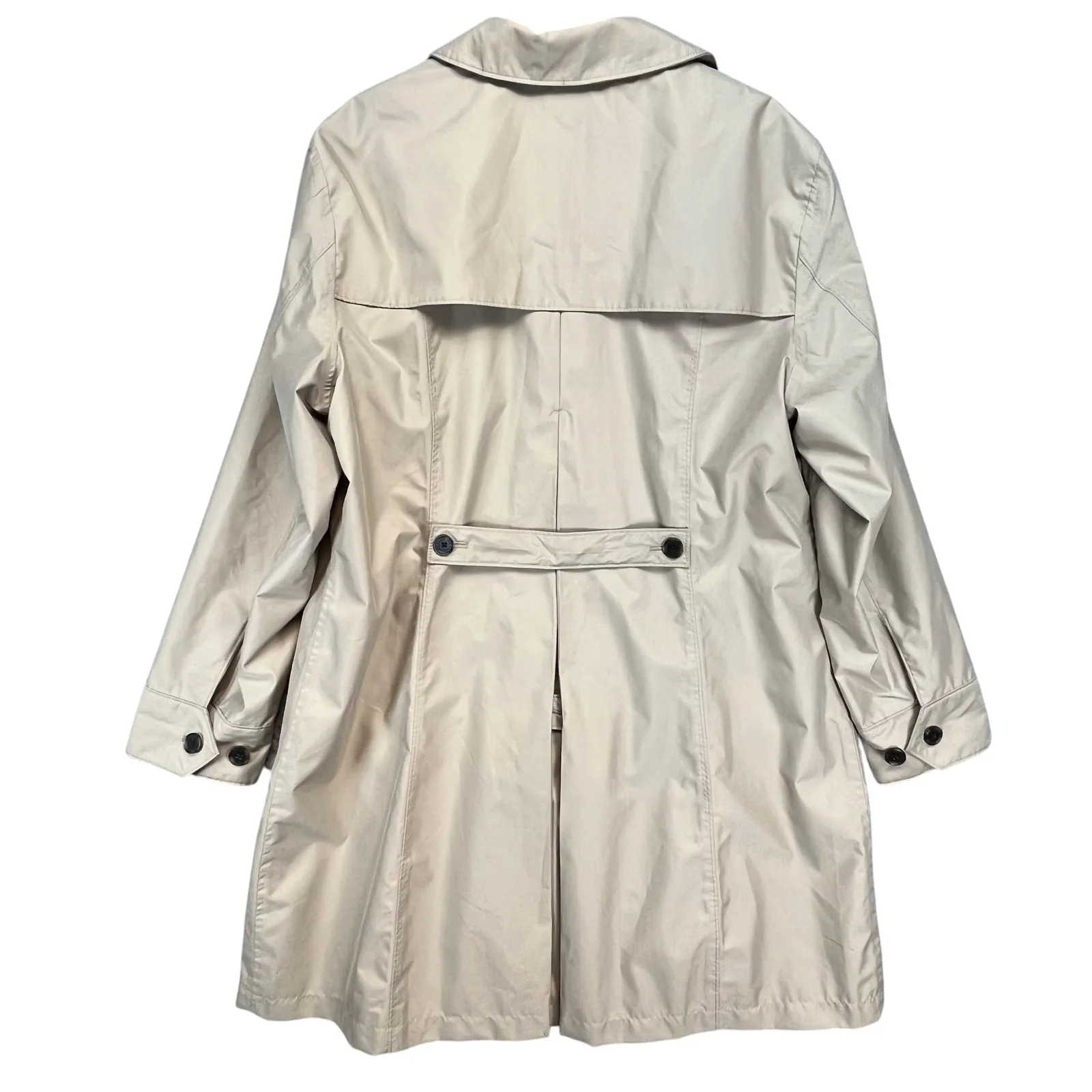 Lands‎ End Womens Trench Coat Beige Classic Button Front Lightweight Jacket XL - Image 2
