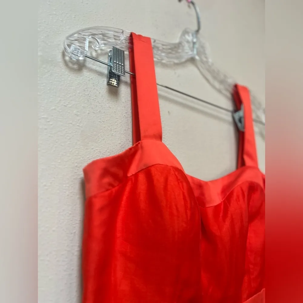Orange Satin Organza Fit & Flare Cocktail Dress Size 8 NWT Max & Cleo - Image 3