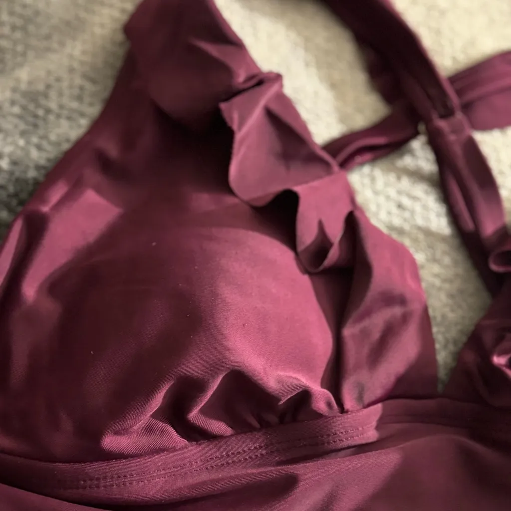 Kona Sol Purple Ruffled One-Piece Swimsuit - Image 6