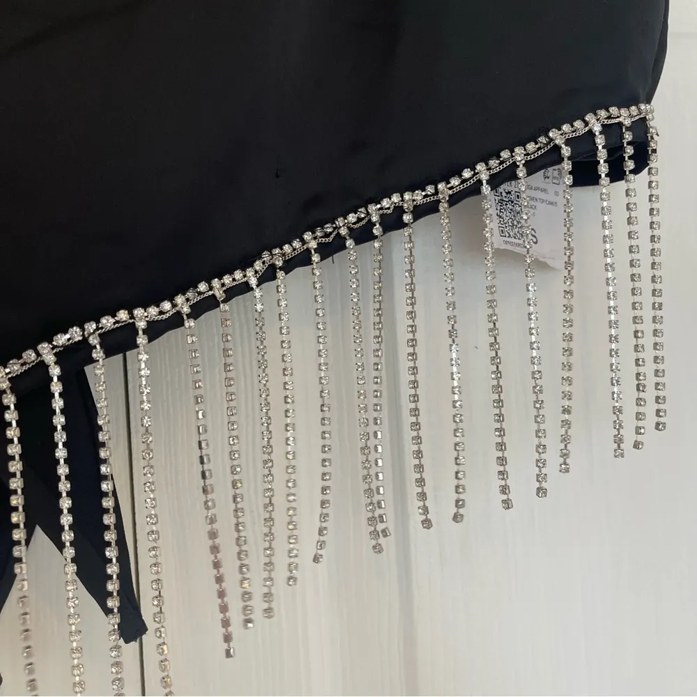 NWT Satin Fringe Handkerchief Cami with adjustable straps & tie back size small - Image 7