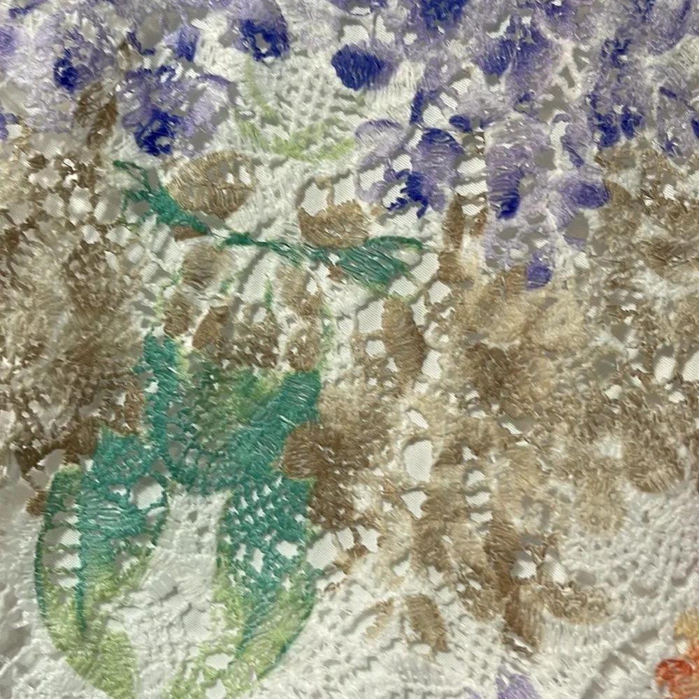 Delicate Floral Open Front Blouse W/ Attached Tank and Jeweled Necklace Ensemble - Image 12