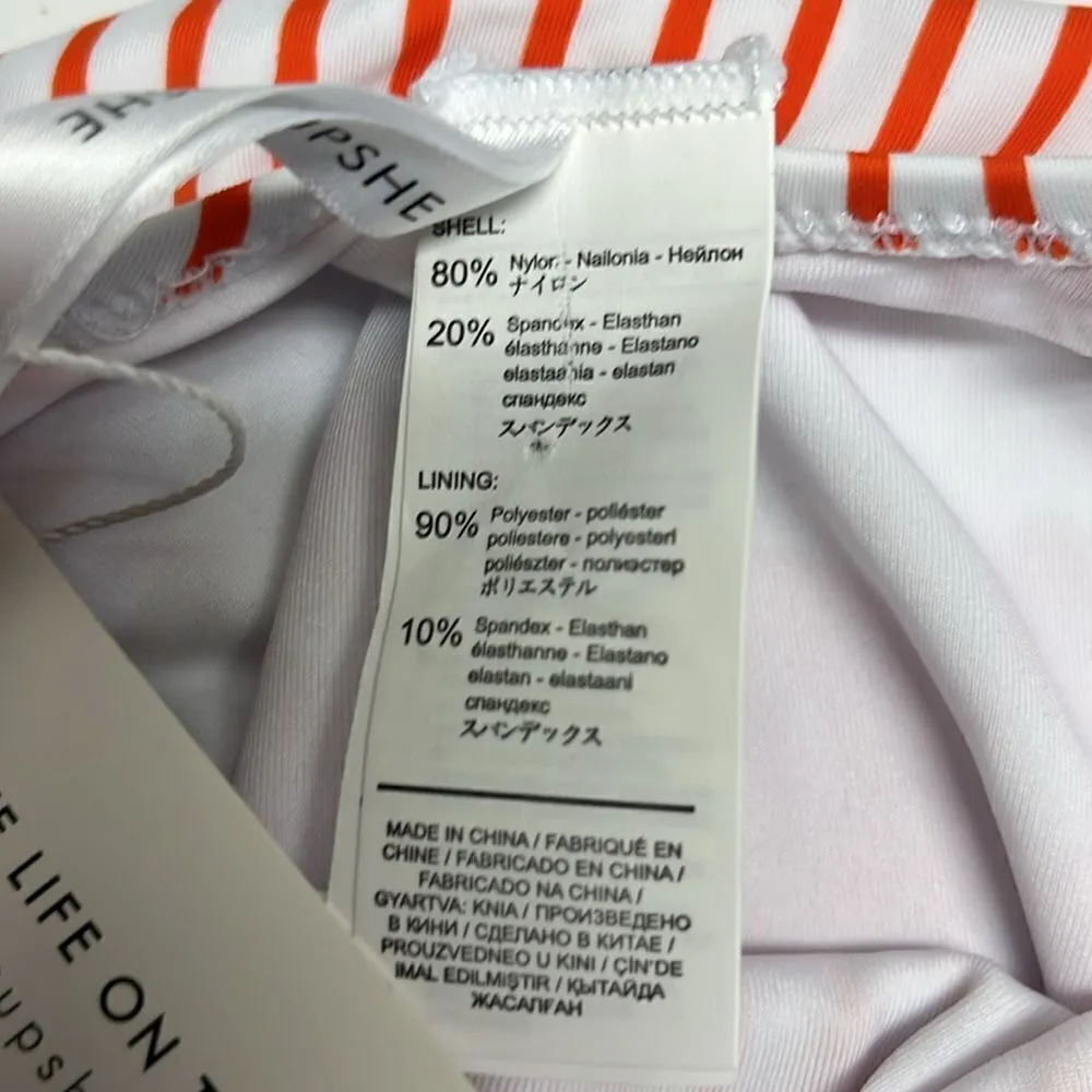 Cupshe One Piece Women’s Floral and Striped Pull-On High Neck Swim Suit-Medium - Image 11