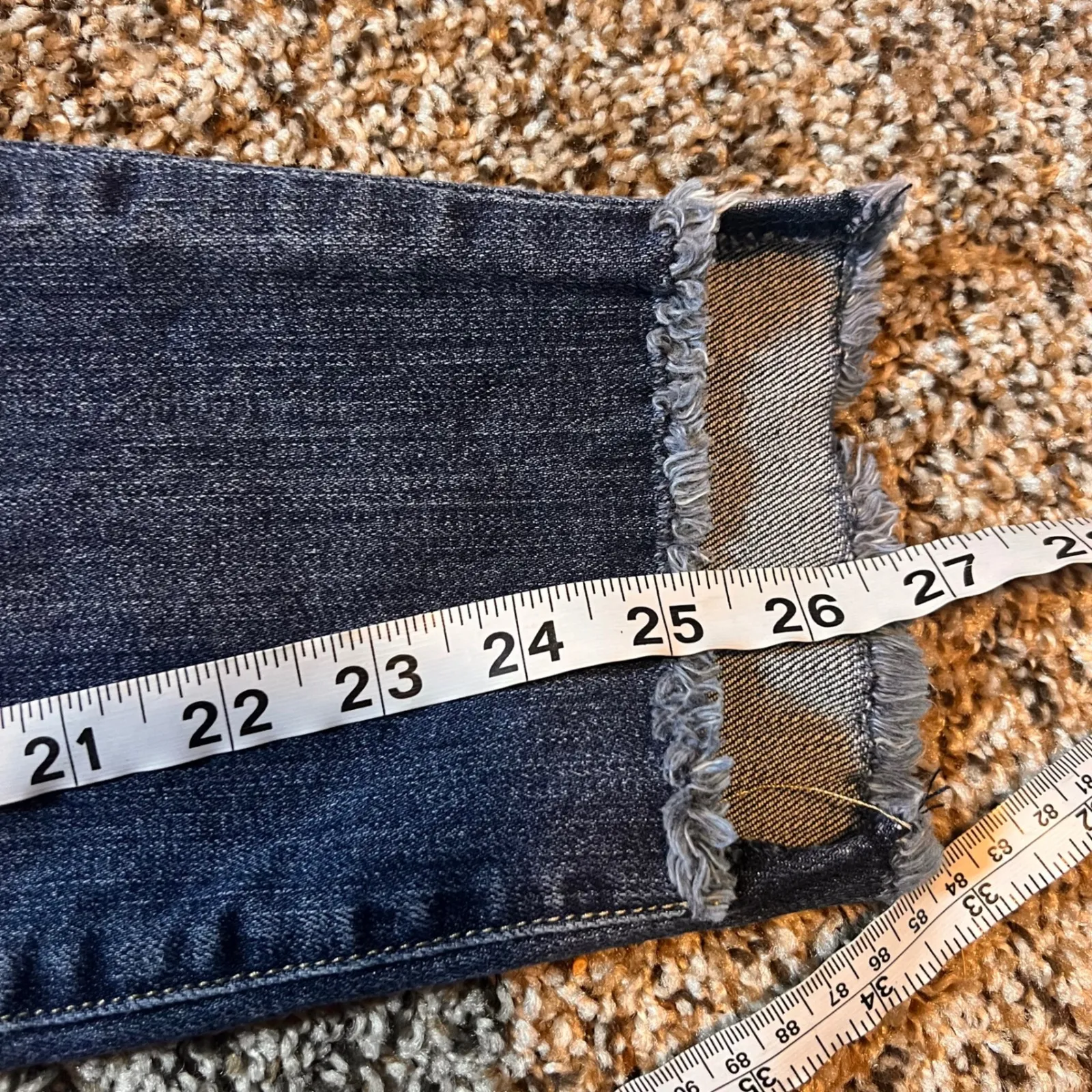 Kut From The Kloth Blue‎ Wash Denim Distressed Hem Skinny Jeans 00 - Image 5