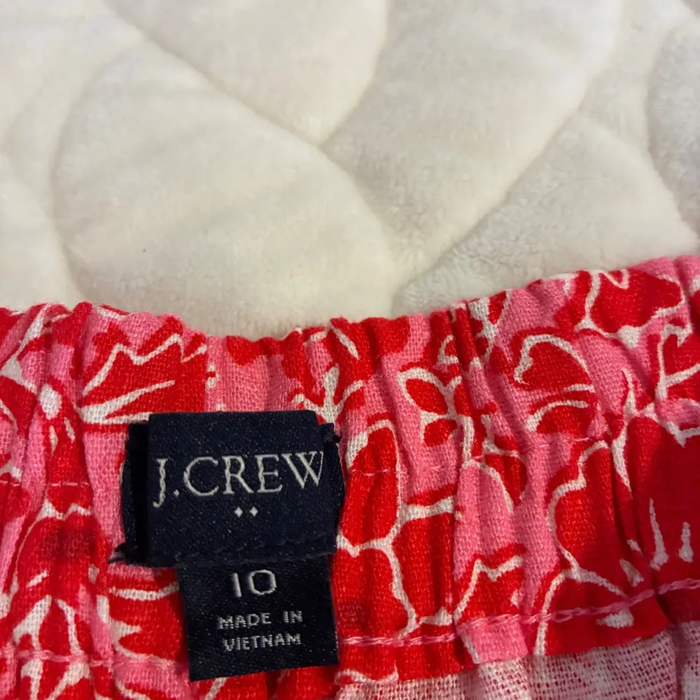 J. Crew Womens Floral Linen Blend Shorts Elastic Waist Casual Summer Red Pink 10 - Image 4