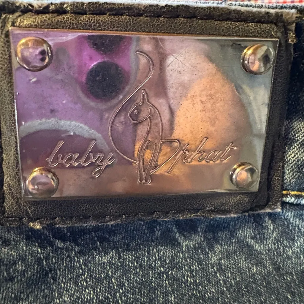 Vintage‎ Retro Y2K Women's Baby Phat Cuffed Crop Jeans Sz 7 Whiskers Embroidered - Image 7
