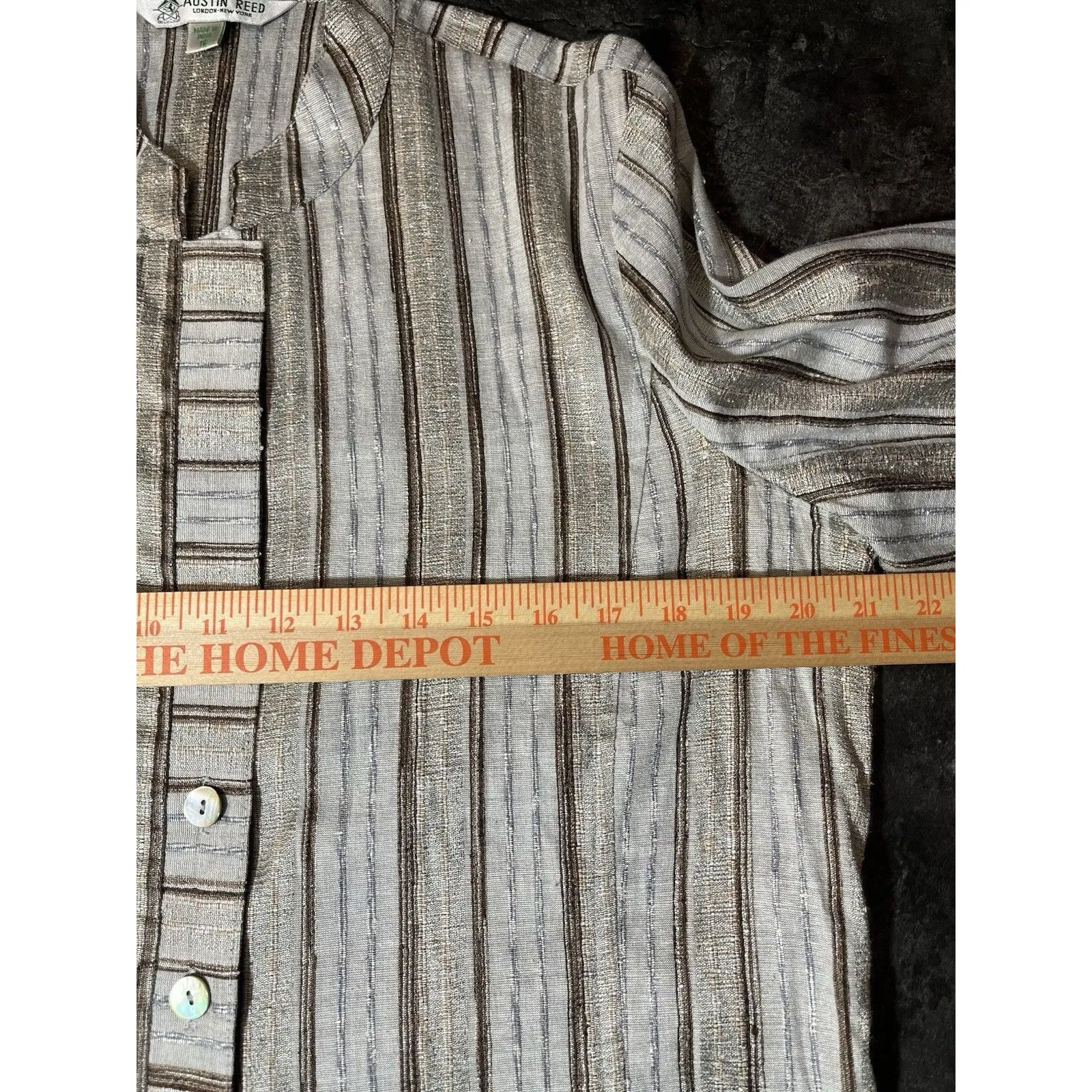 Austin Reed Silk Blend Collarless Blazer Jacket Striped Button Sz 16 India - Image 6