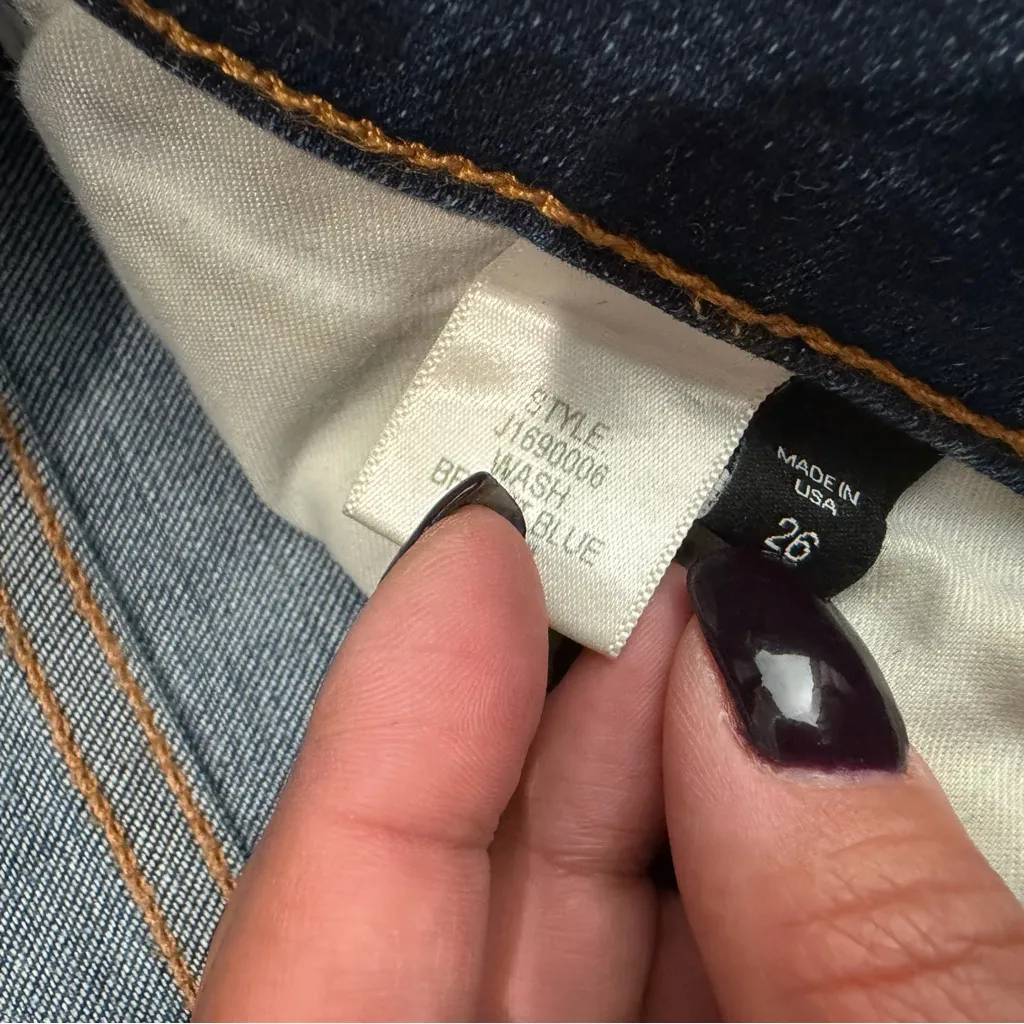 Veronica Beard Debbie 10" Skinny Exposed Button Fly Blue Size 26 Raw Hem - Image 5