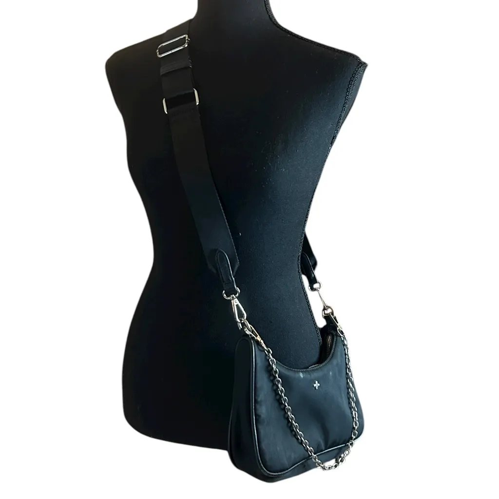 Peta and Jain Black Crossbody Shoulder Bag with Chain Strap - Image 4