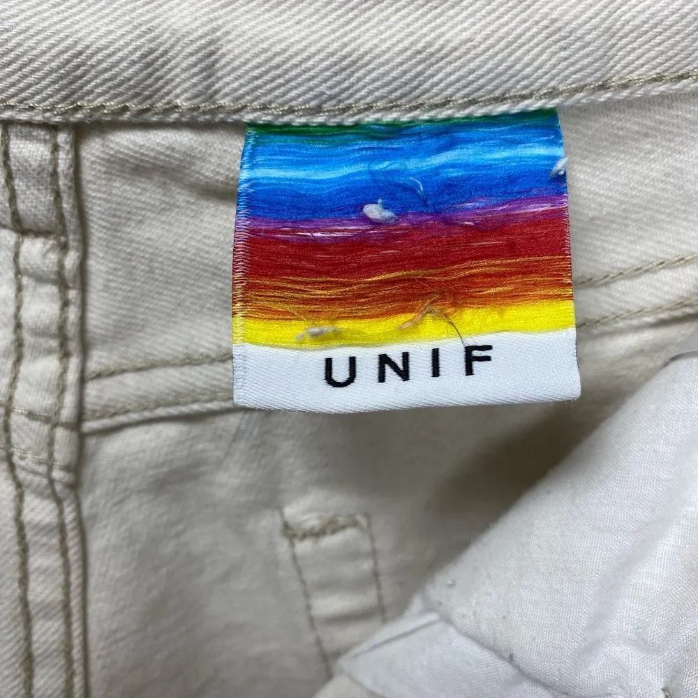 UNIF High Rise Straight Leg 5-Pocket Jeans in Ivory Neutral Size 26 - Image 2