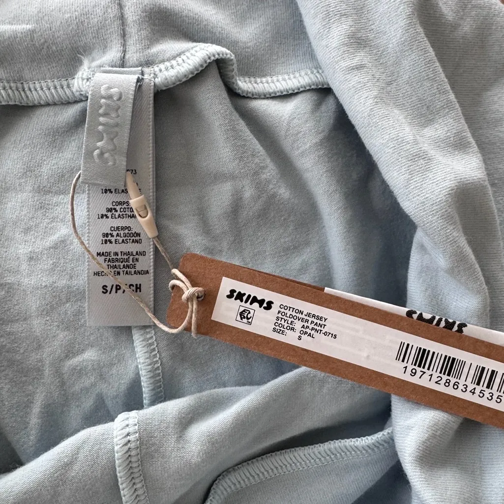 Skims Cotton Jersey Foldover Pant in Opal, Size Small - Image 5