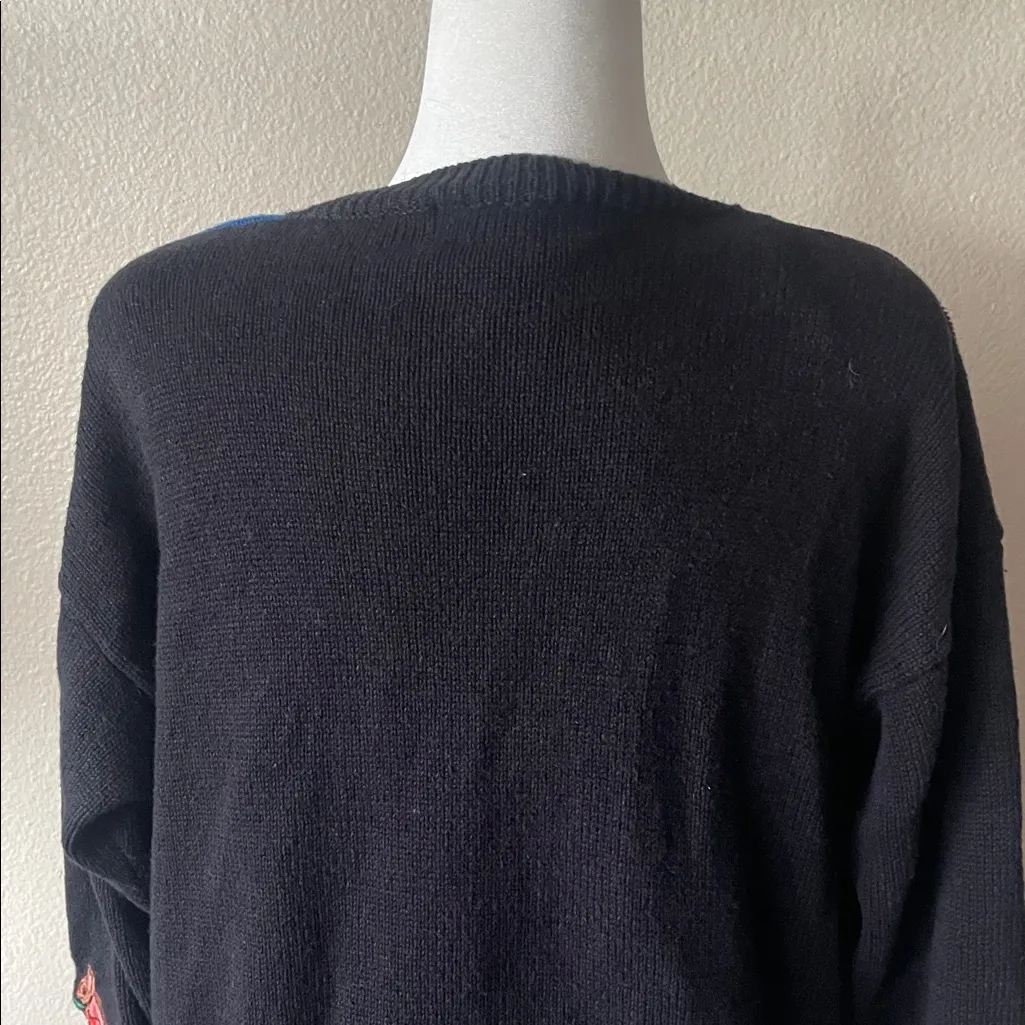 Gladys Bagley Vintage Halloween Cardigan – Pumpkin Patch Teddy Bear, Ghosts SZ L Black Size L - Image 8