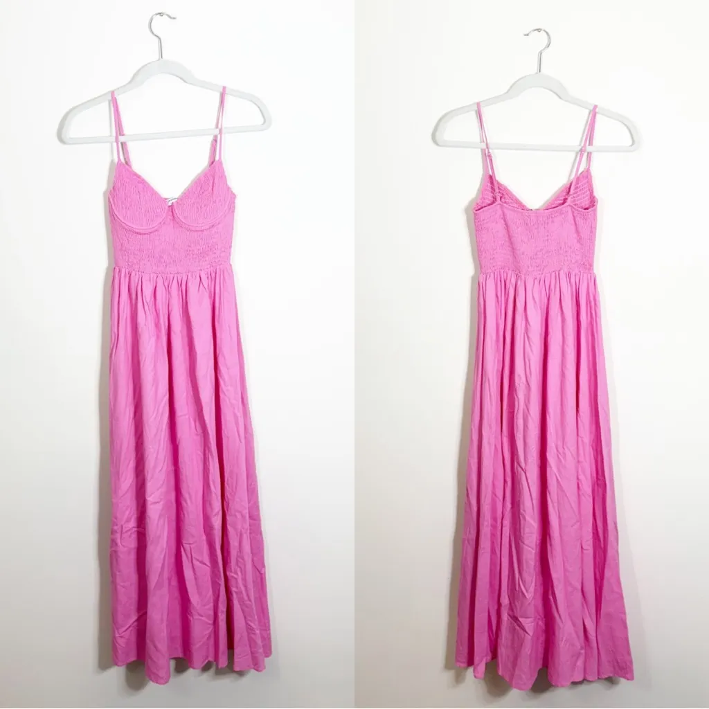 Fortunate One Blushing Lovers Maxi Dress Pink Smocked - Image 4