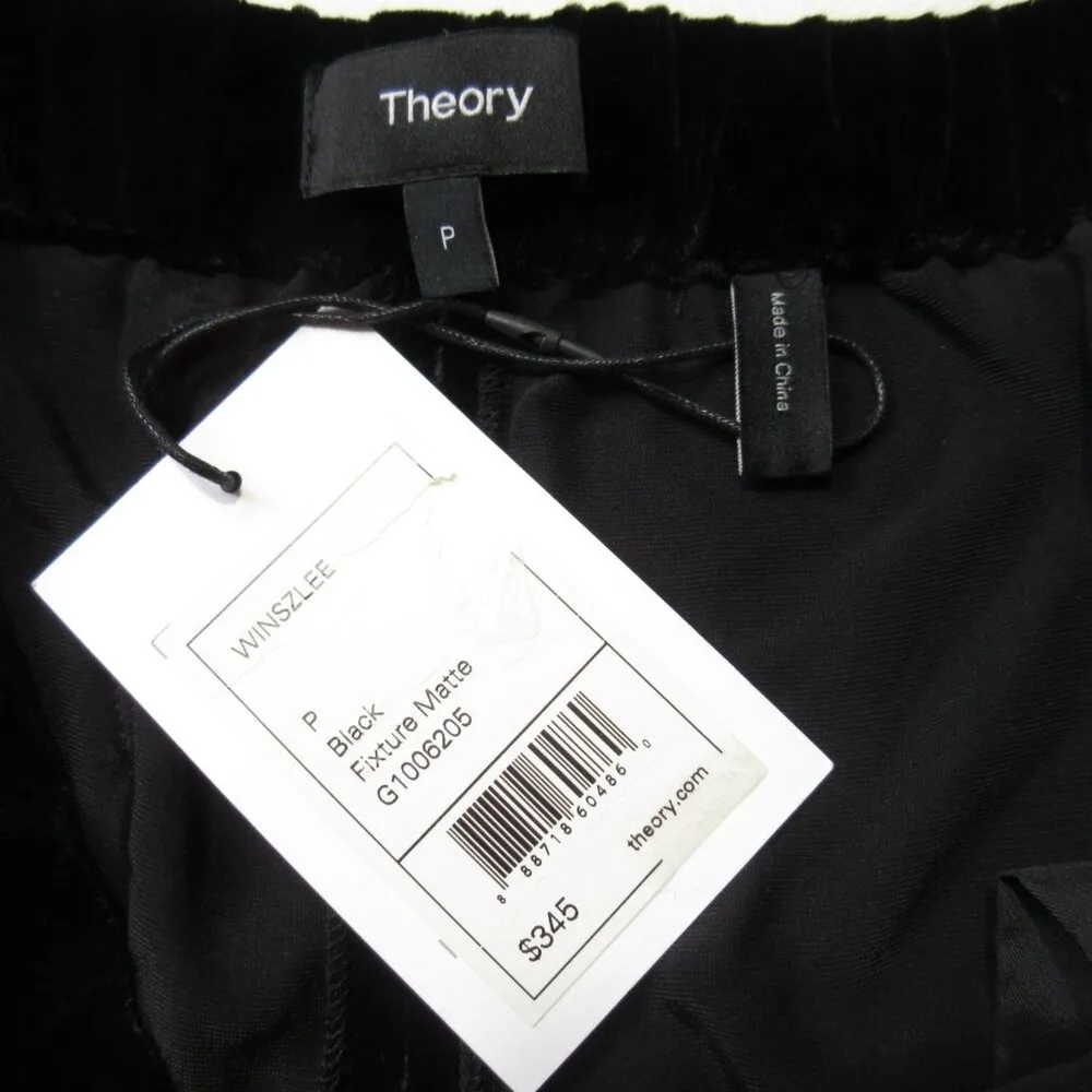 NWT Theory Winszlee in Black Fixture Matte Velvet Drawstring Relaxed Pants P XS - Image 9