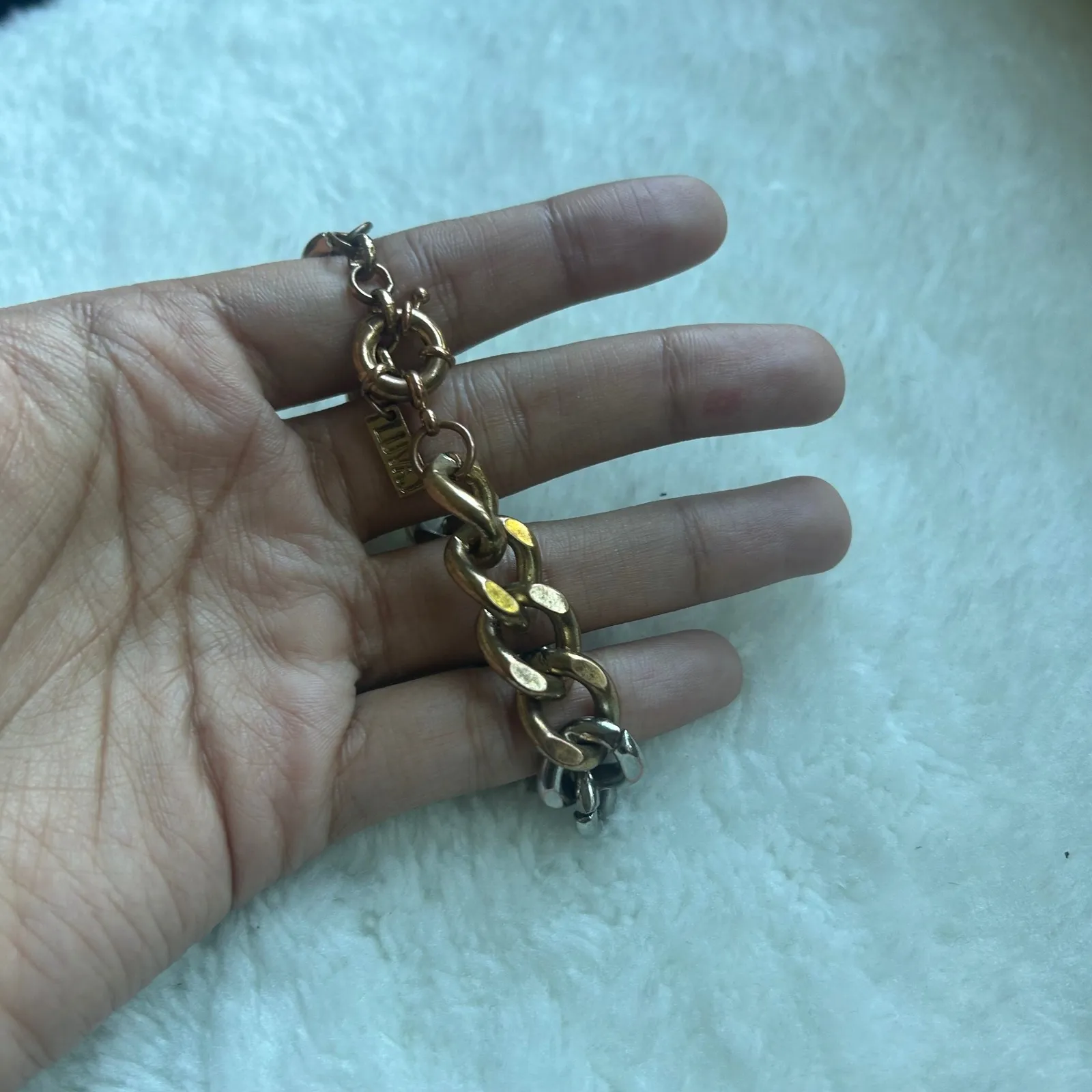 Luvalot  Chain Bracelet‎ Chunky Toggle Clasp Silver Gold Copper Tone - Image 4