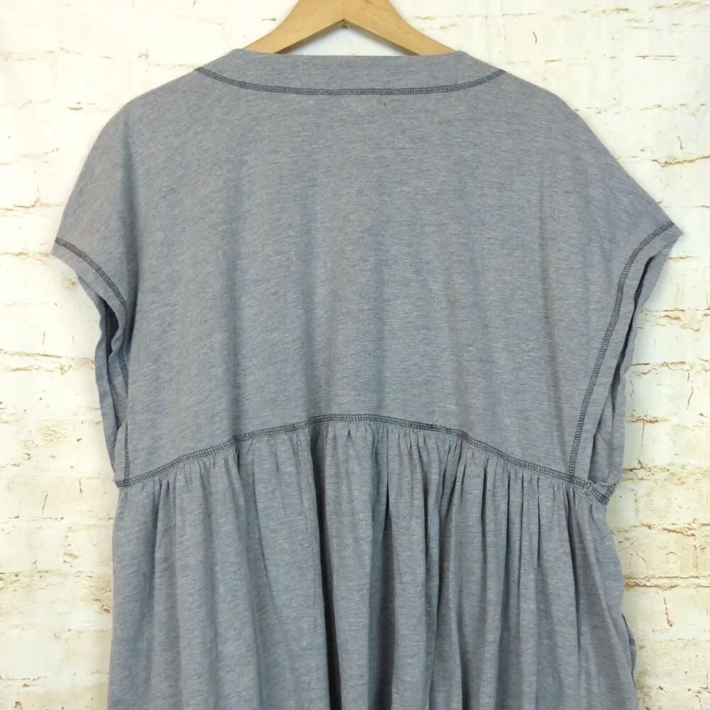 World Market Babydoll Dress Womens One Size Gray Short Sleeve Pockets Lagenlook - Image 9