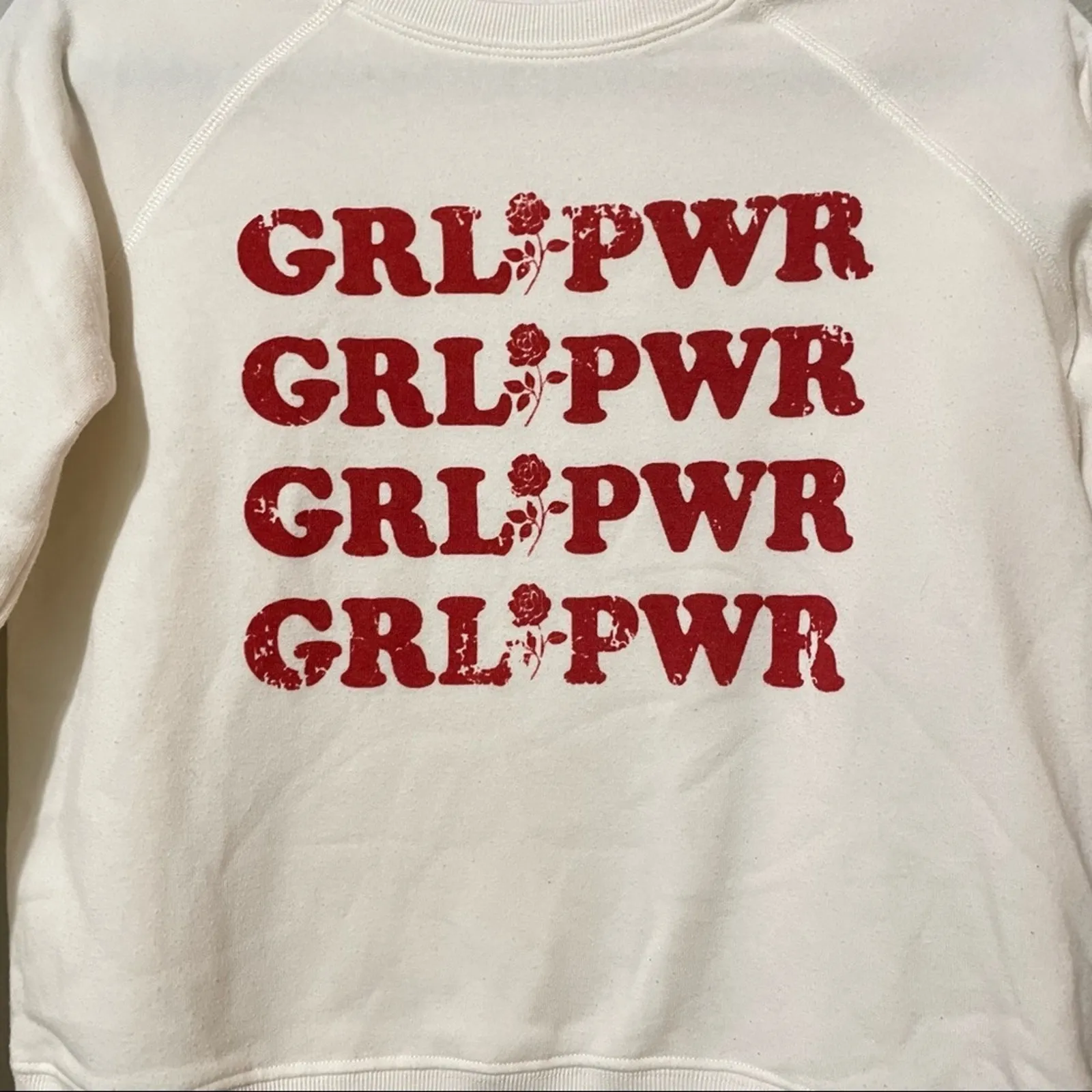 Rebecca Minkoff Cream Girl Power Print Pullover Sweatshirt XS Womens Graphic - Image 2