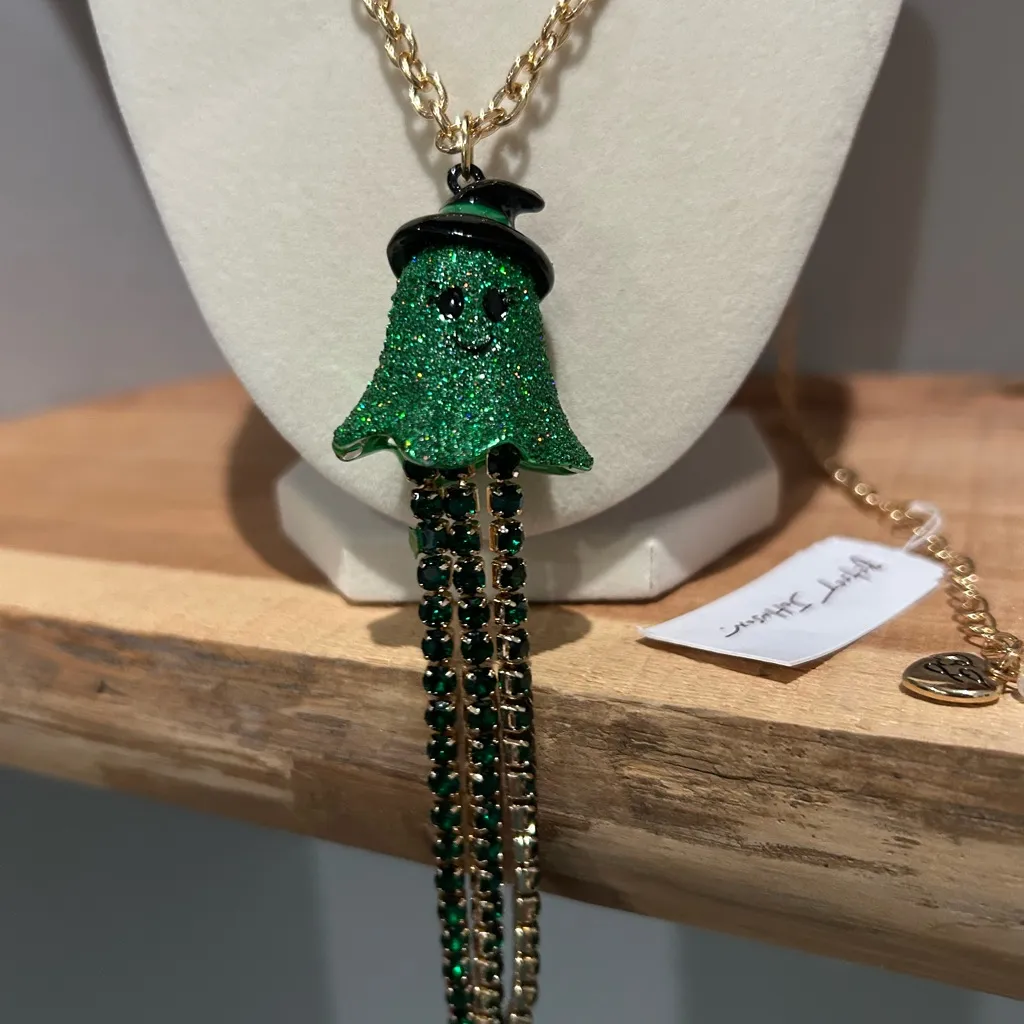 NWT Betsey Johnson Crystal Ghost Witch Long Pendant Necklace - Image 4
