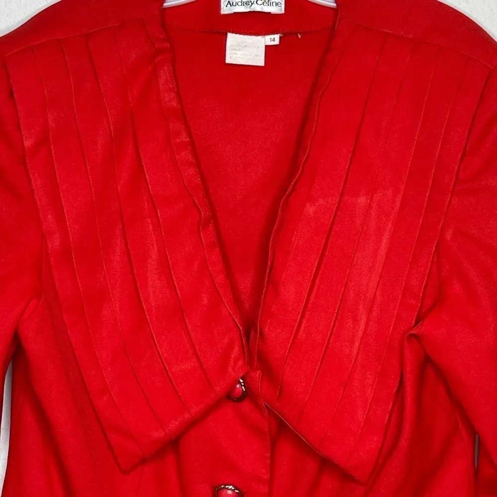 Vintage Audrey Celine‎ Skirt Set Red Size 14 - Image 8