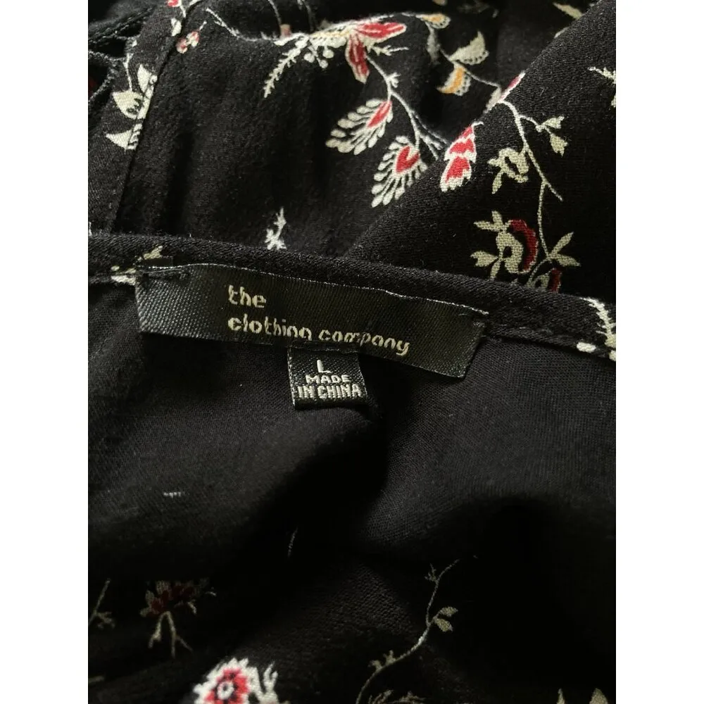 The Clothing Company Maxi Dress Womens Size L Black Floral Boho Hippie Festival - Image 7