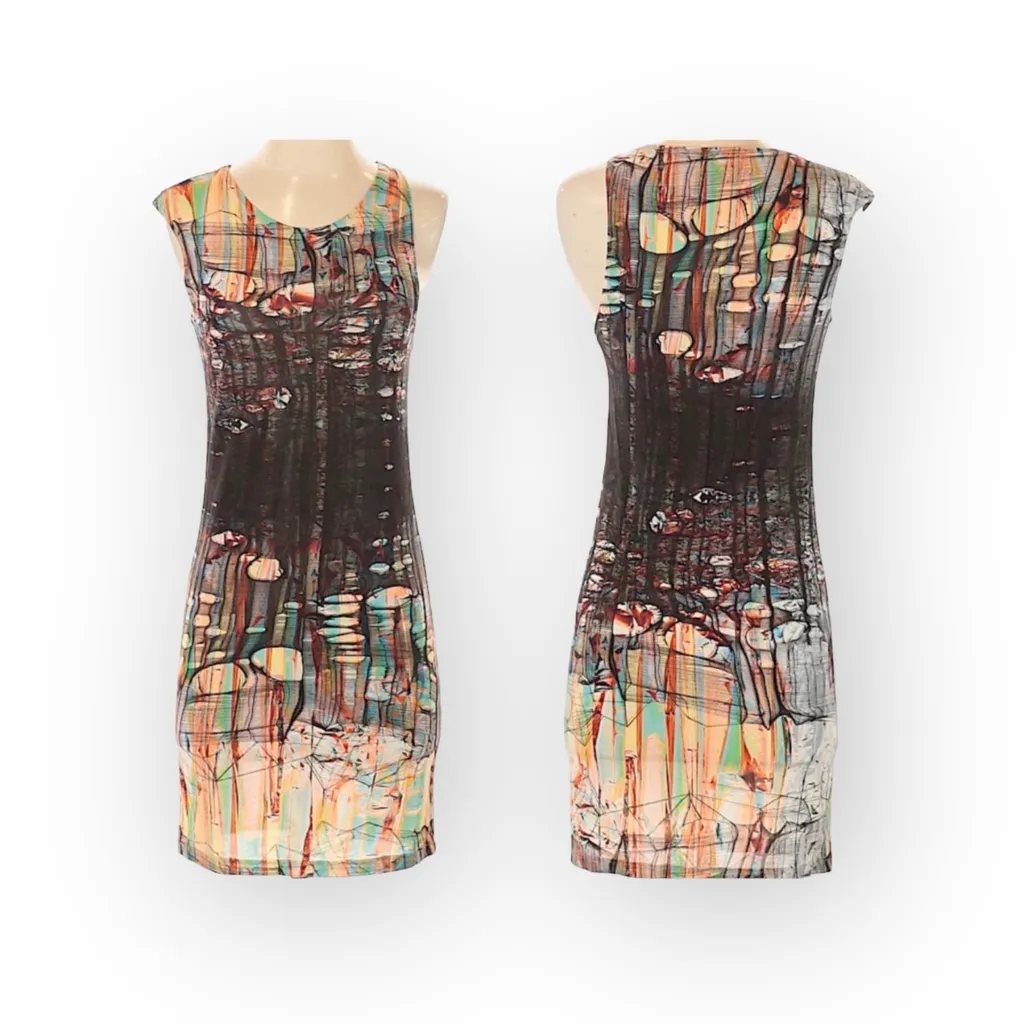 new Ostwald Helgason ➤ Haute Couture Edgy Silk Rip Print Asymmetrical Dress ➤ XS Pink - Image 5