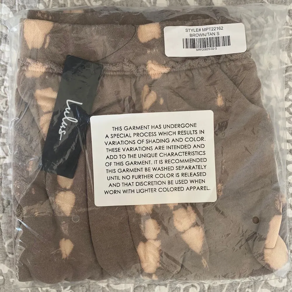 NWT Lulu's It's a Lifestyle Lounge Pull-On Shorts in Brown Tie-Dye - Image 7