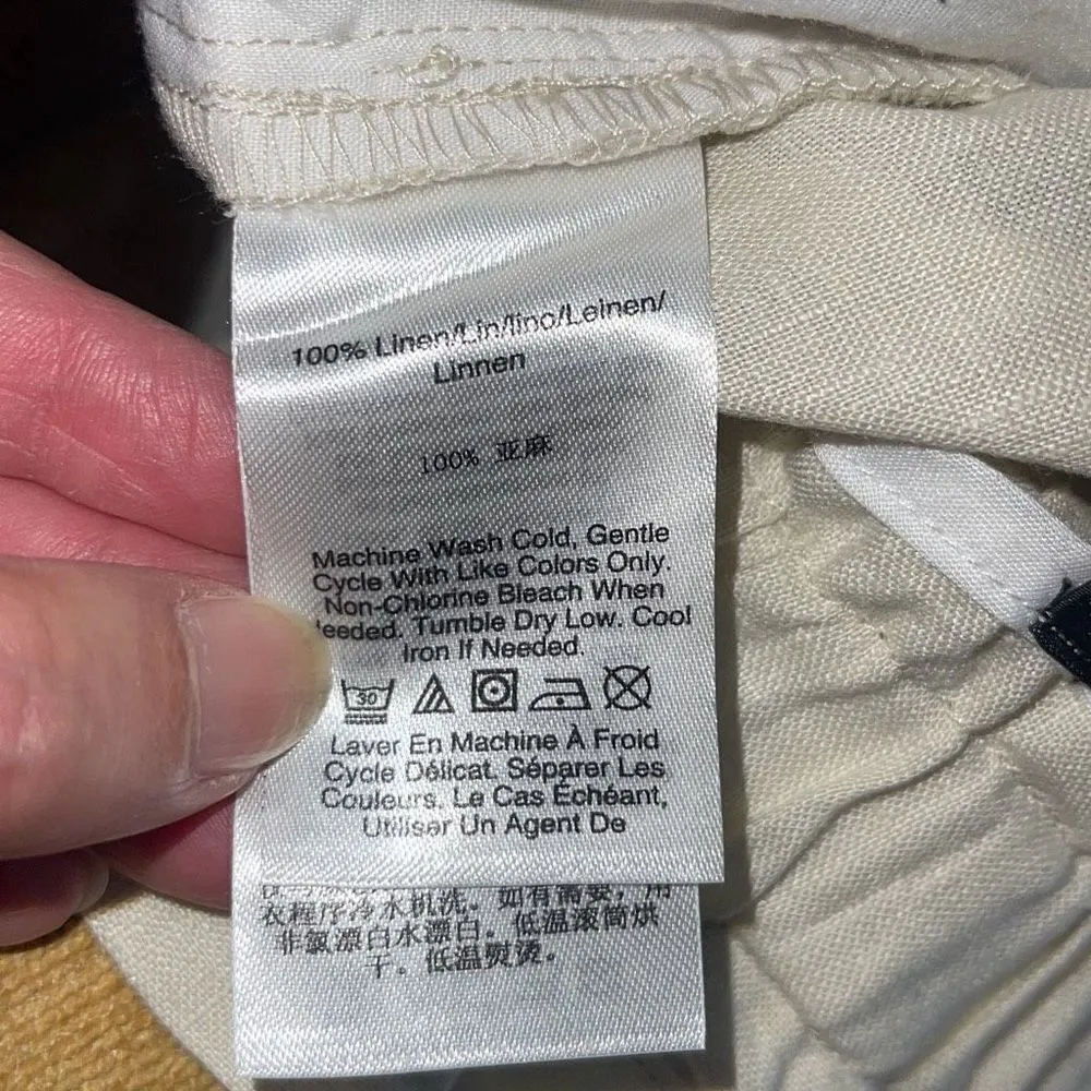 Donna Karan Womens Paperbag‎ Waist Cuffed Linen Pants Morning Dew Medium NWT - Image 9