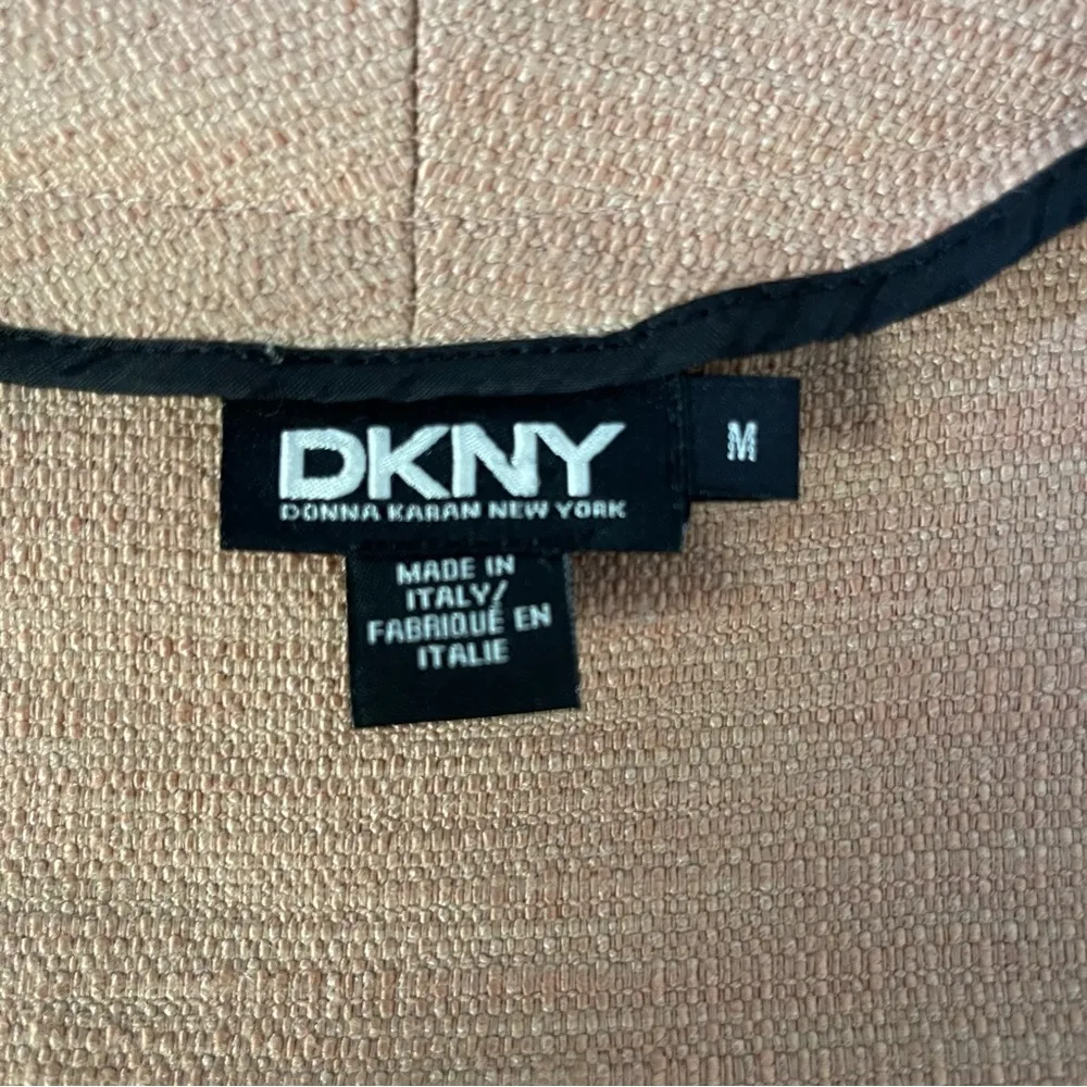 Vintage 90s DKNY Donna Karan Made In Italy Linen Blend Zip Jacket Beige Medium - Image 7