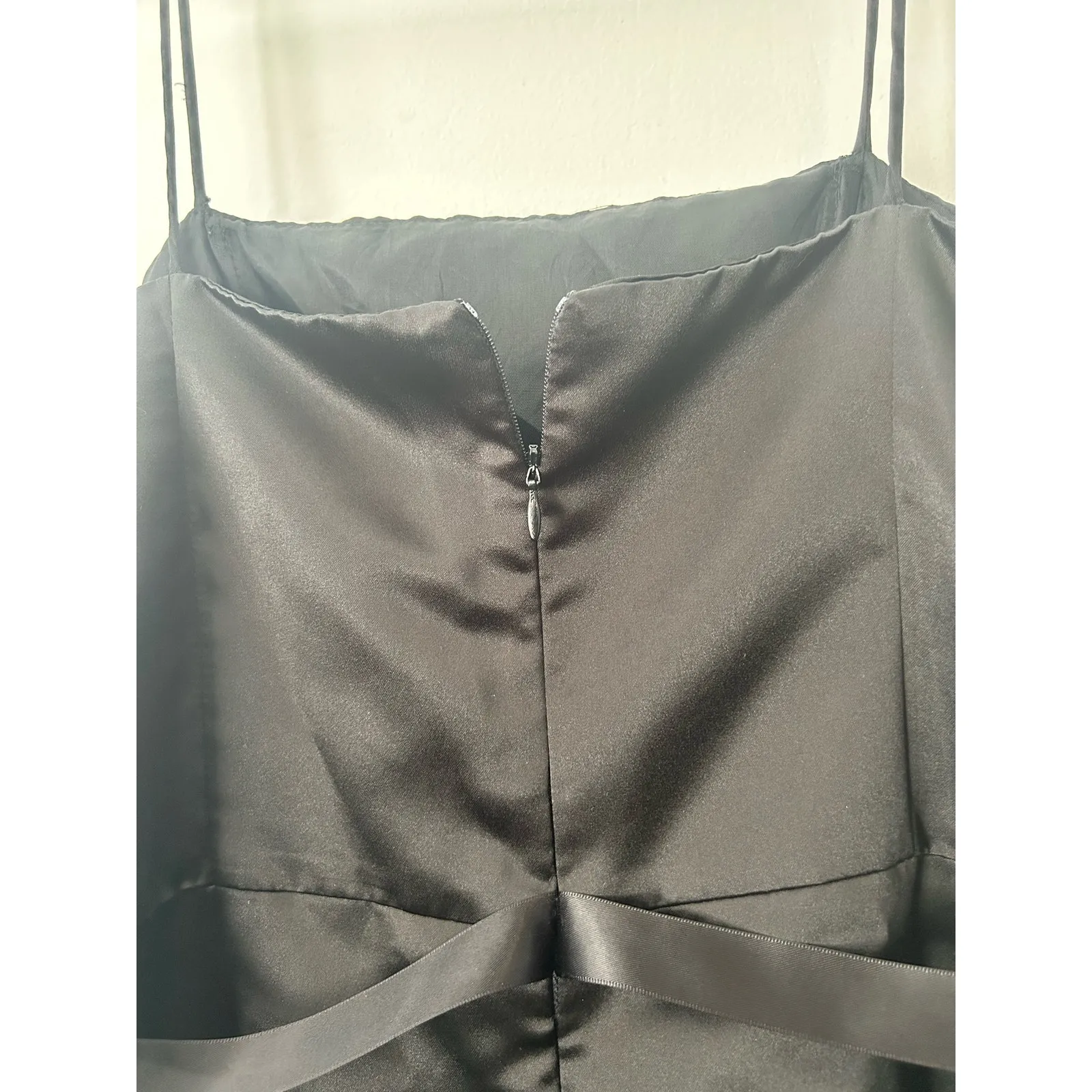 Eliza J Cocktail Dress Size Small Black Satin Strappy Bow Whimsygoth Prom Club - Image 6
