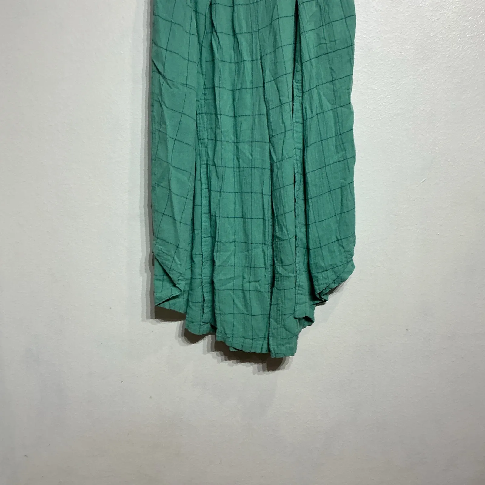 Free People Turquoise Lunar Cove Plaid Split Leg Pants Sz L NWOT - Image 4
