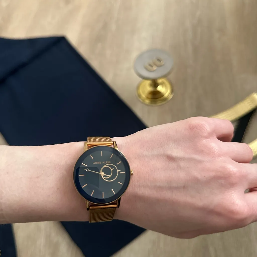 Anne Klein Women’s Gold Mesh Quartz Watch with Navy Blue Dial – Model AK/3430 - Image 6