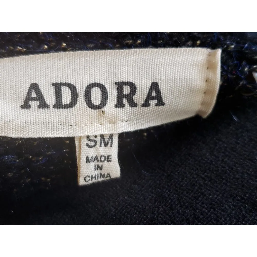 ADORA Sweater Women's SM Navy Orange Ribbed Acrylic Knit Long Sleeve Round Neck Blue - Image 3