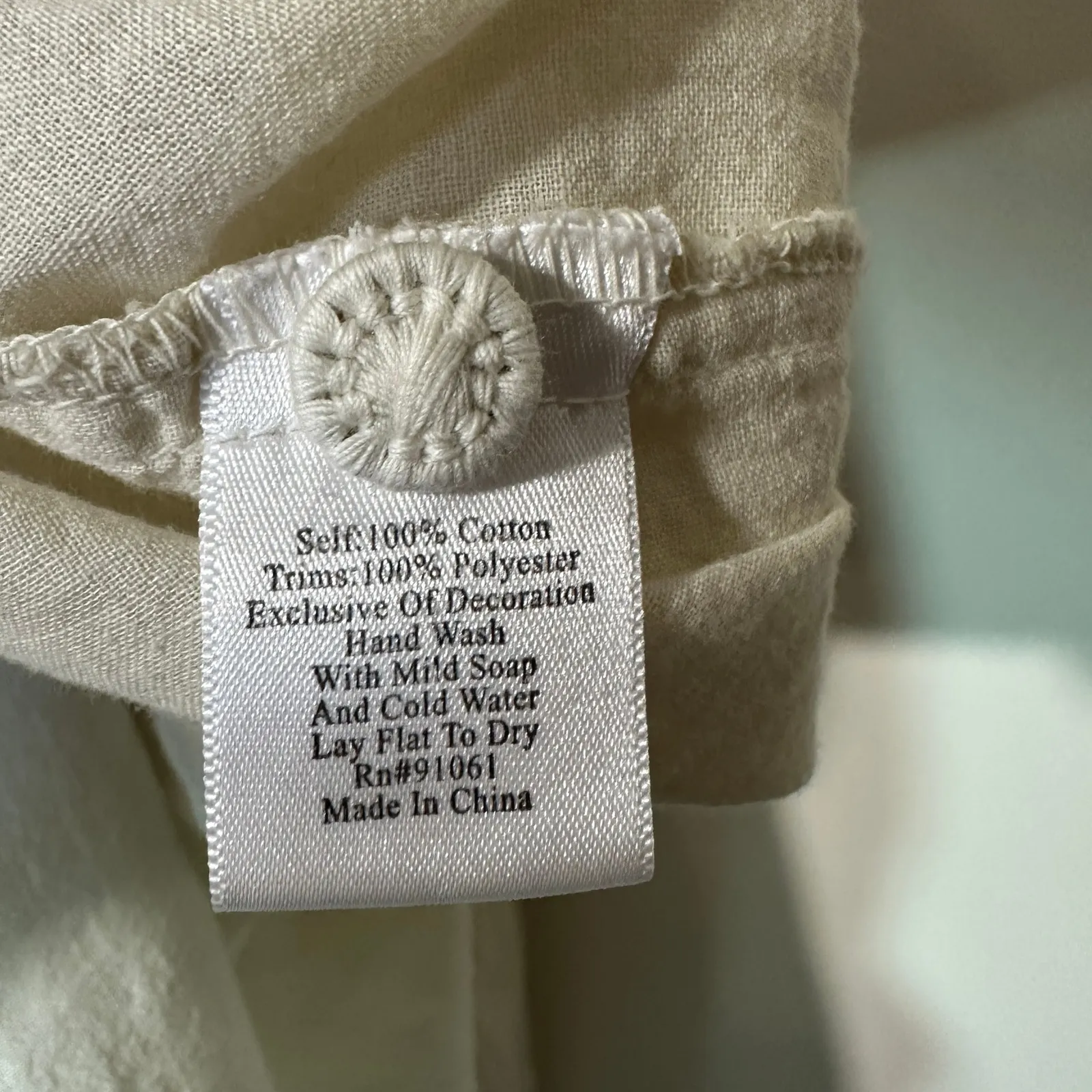 Johnny Was Biya Embroidered Cotton Tunic Shirt Boho Hippie Cream Button Women XS - Image 4